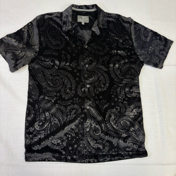 Saints Studio Black Paisley Men's Casual Button Down Shirt Small #1009 - Picture 1 of 11